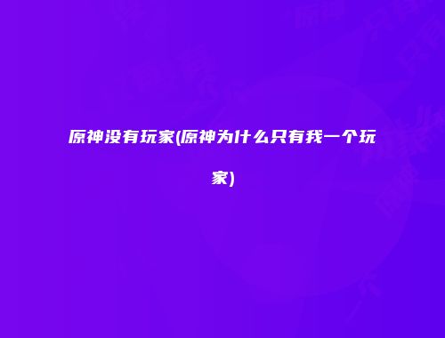 原神没有玩家(原神为什么只有我一个玩家)