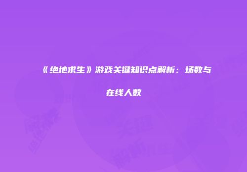 《绝地求生》游戏关键知识点解析：场数与在线人数