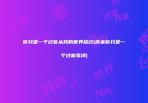 你只是一个过客从我的世界路过(原来你只是一个过客歌词)
