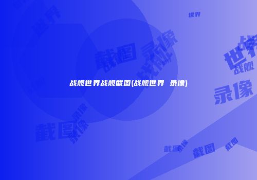 战舰世界战舰截图(战舰世界 录像)