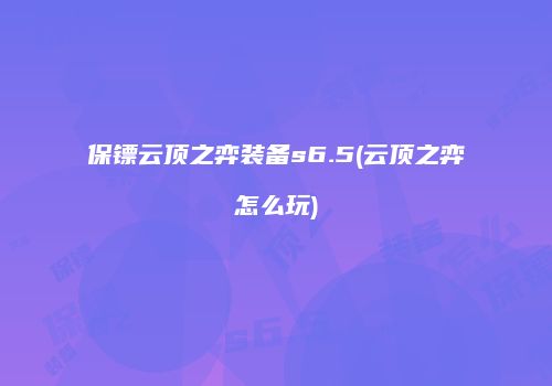 保镖云顶之弈装备s6.5(云顶之弈怎么玩)