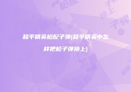 和平精英枪配子弹(和平精英中怎样把枪子弹换上)