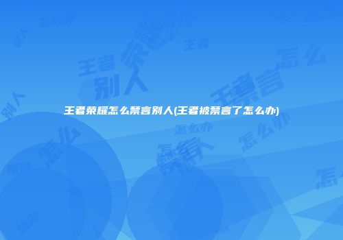 王者荣耀怎么禁言别人(王者被禁言了怎么办)