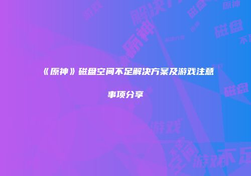 《原神》磁盘空间不足解决方案及游戏注意事项分享