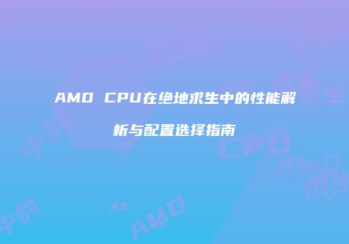 AMD CPU在绝地求生中的性能解析与配置选择指南
