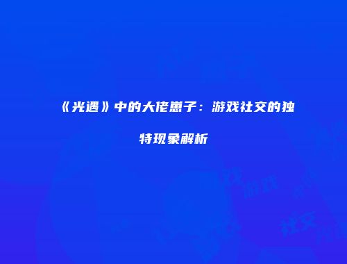 《光遇》中的大佬崽子：游戏社交的独特现象解析