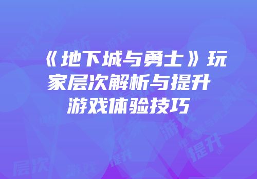 《地下城与勇士》玩家层次解析与提升游戏体验技巧