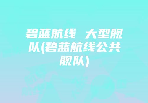 碧蓝航线 大型舰队(碧蓝航线公共舰队)