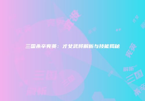 三国杀辛宪英：才女武将解析与技能揭秘