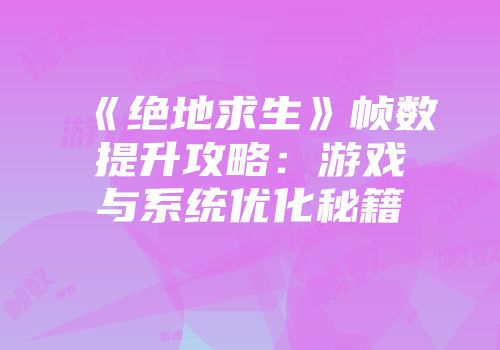 《绝地求生》帧数提升攻略：游戏与系统优化秘籍