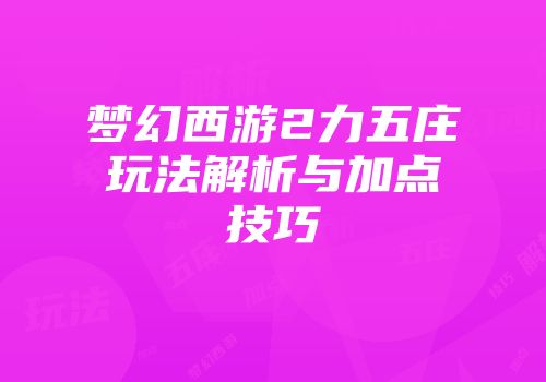 梦幻西游2力五庄玩法解析与加点技巧
