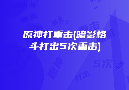 原神打重击(暗影格斗打出5次重击)