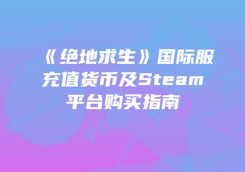 《绝地求生》国际服充值货币及Steam平台购买指南