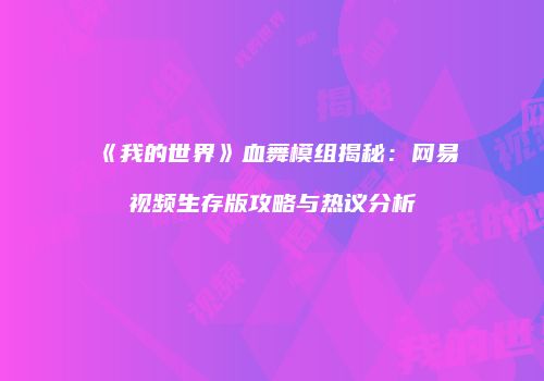 《我的世界》血舞模组揭秘：网易视频生存版攻略与热议分析