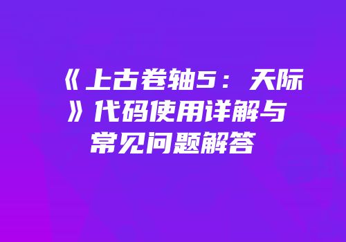 《上古卷轴5：天际》代码使用详解与常见问题解答