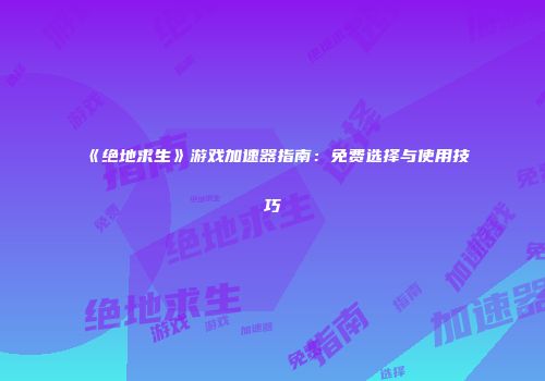 《绝地求生》游戏加速器指南：免费选择与使用技巧