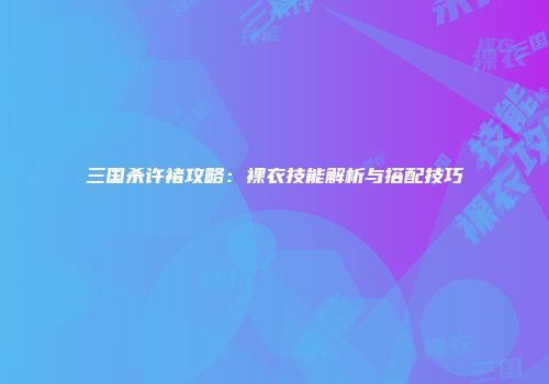 三国杀许褚攻略：裸衣技能解析与搭配技巧