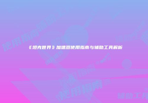 《坦克世界》加速器使用指南与辅助工具解析