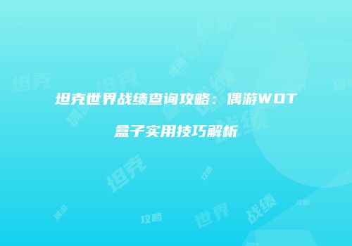 坦克世界战绩查询攻略：偶游WOT盒子实用技巧解析