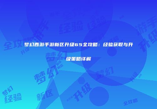 梦幻西游手游新区升级65全攻略：经验获取与升级策略详解