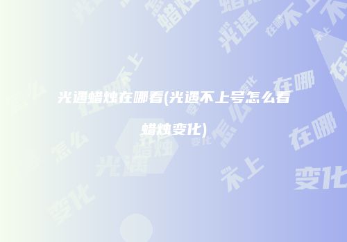 光遇蜡烛在哪看(光遇不上号怎么看蜡烛变化)