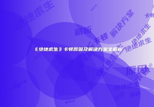 《绝地求生》卡顿原因及解决方案全解析