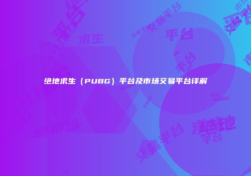 绝地求生（PUBG）平台及市场交易平台详解