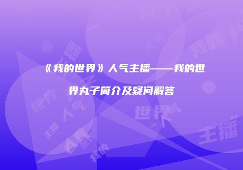 《我的世界》人气主播——我的世界丸子简介及疑问解答