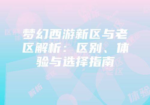 梦幻西游新区与老区解析：区别、体验与选择指南