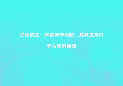 绝地求生：声音调节攻略，提升生存几率与游戏体验