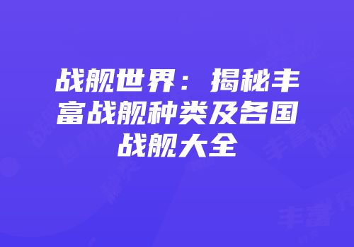 战舰世界：揭秘丰富战舰种类及各国战舰大全