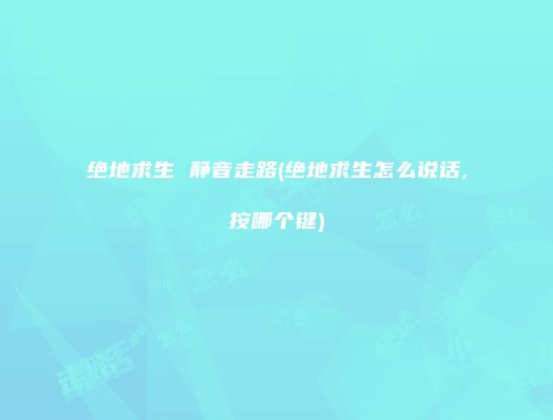 绝地求生 静音走路(绝地求生怎么说话,按哪个键)
