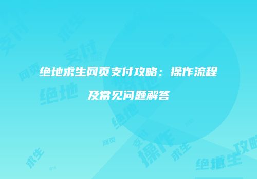 绝地求生网页支付攻略：操作流程及常见问题解答
