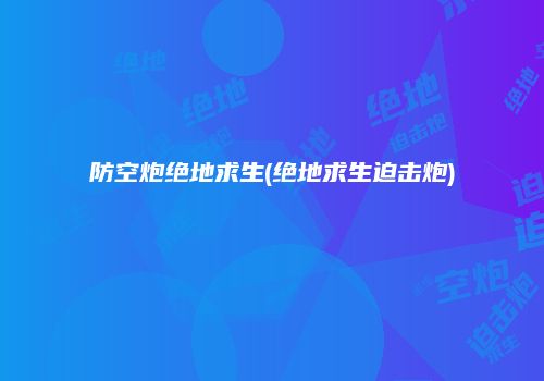 防空炮绝地求生(绝地求生迫击炮)
