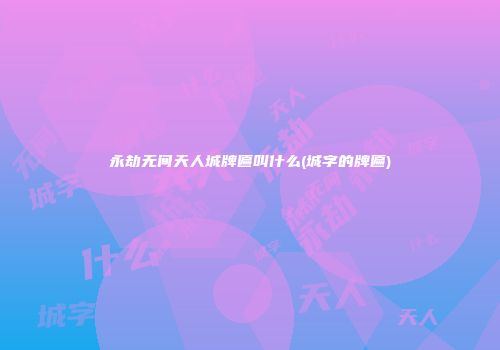 永劫无间天人城牌匾叫什么(城字的牌匾)
