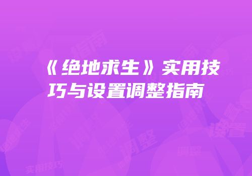 《绝地求生》实用技巧与设置调整指南