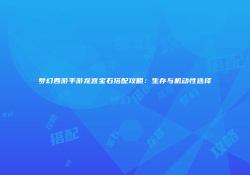 梦幻西游手游龙宫宝石搭配攻略：生存与机动性选择