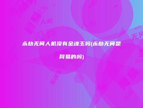 永劫无间人机没有金魂玉吗(永劫无间是网易的吗)