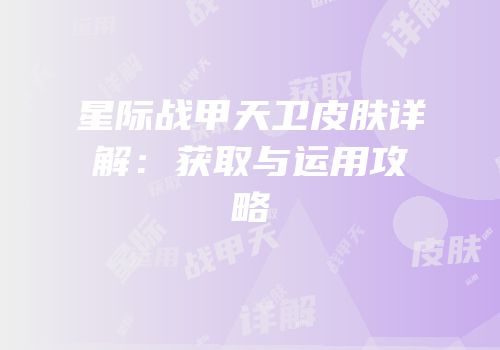 星际战甲天卫皮肤详解：获取与运用攻略