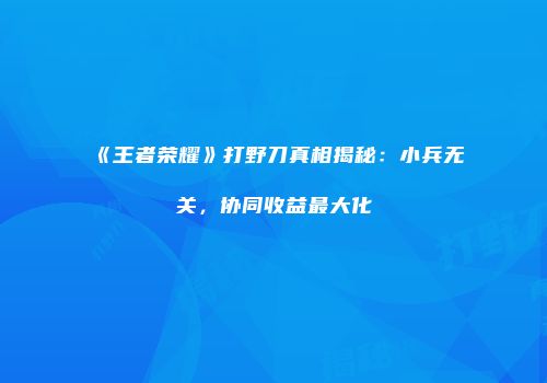 《王者荣耀》打野刀真相揭秘：小兵无关，协同收益最大化