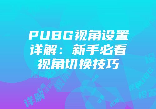 PUBG视角设置详解：新手必看视角切换技巧