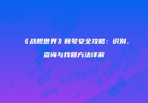 《战舰世界》账号安全攻略：识别、查询与找回方法详解