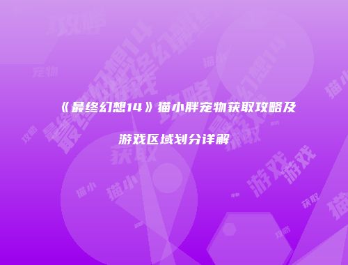 《最终幻想14》猫小胖宠物获取攻略及游戏区域划分详解