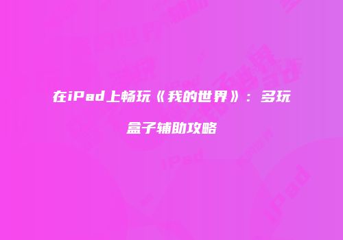 在iPad上畅玩《我的世界》：多玩盒子辅助攻略