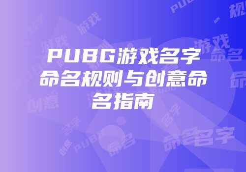 PUBG游戏名字命名规则与创意命名指南