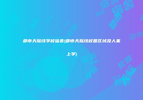 都市天际线学校宿舍(都市天际线校园区域没人来上学)
