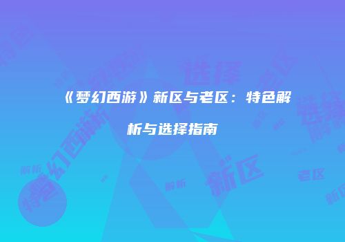 《梦幻西游》新区与老区：特色解析与选择指南