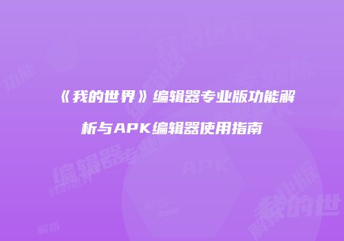 《我的世界》编辑器专业版功能解析与APK编辑器使用指南