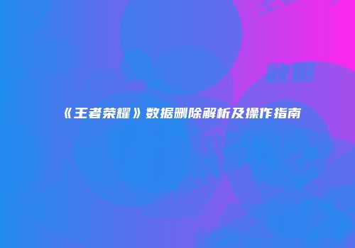 《王者荣耀》数据删除解析及操作指南