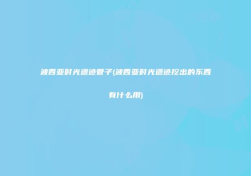 波西亚时光遗迹管子(波西亚时光遗迹挖出的东西有什么用)